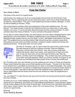 THE VOICE Page 1 a Newsletter for the Members and Friends of St