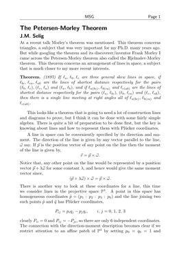 The Petersen-Morley Theorem J.M