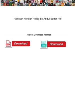 Pakistan Foreign Policy by Abdul Sattar Pdf