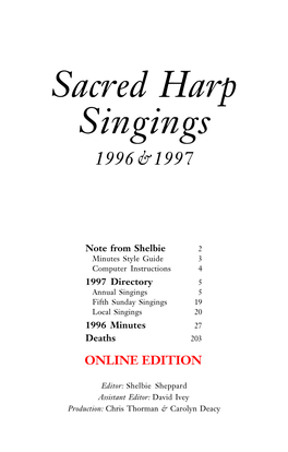 Sacred Harp Minutes 1996