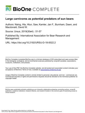 Large Carnivores As Potential Predators of Sun Bears