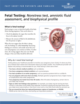 Fetal Testing: Nonstress Test, Amniotic Fluid Assessment, and Biophysical Profile