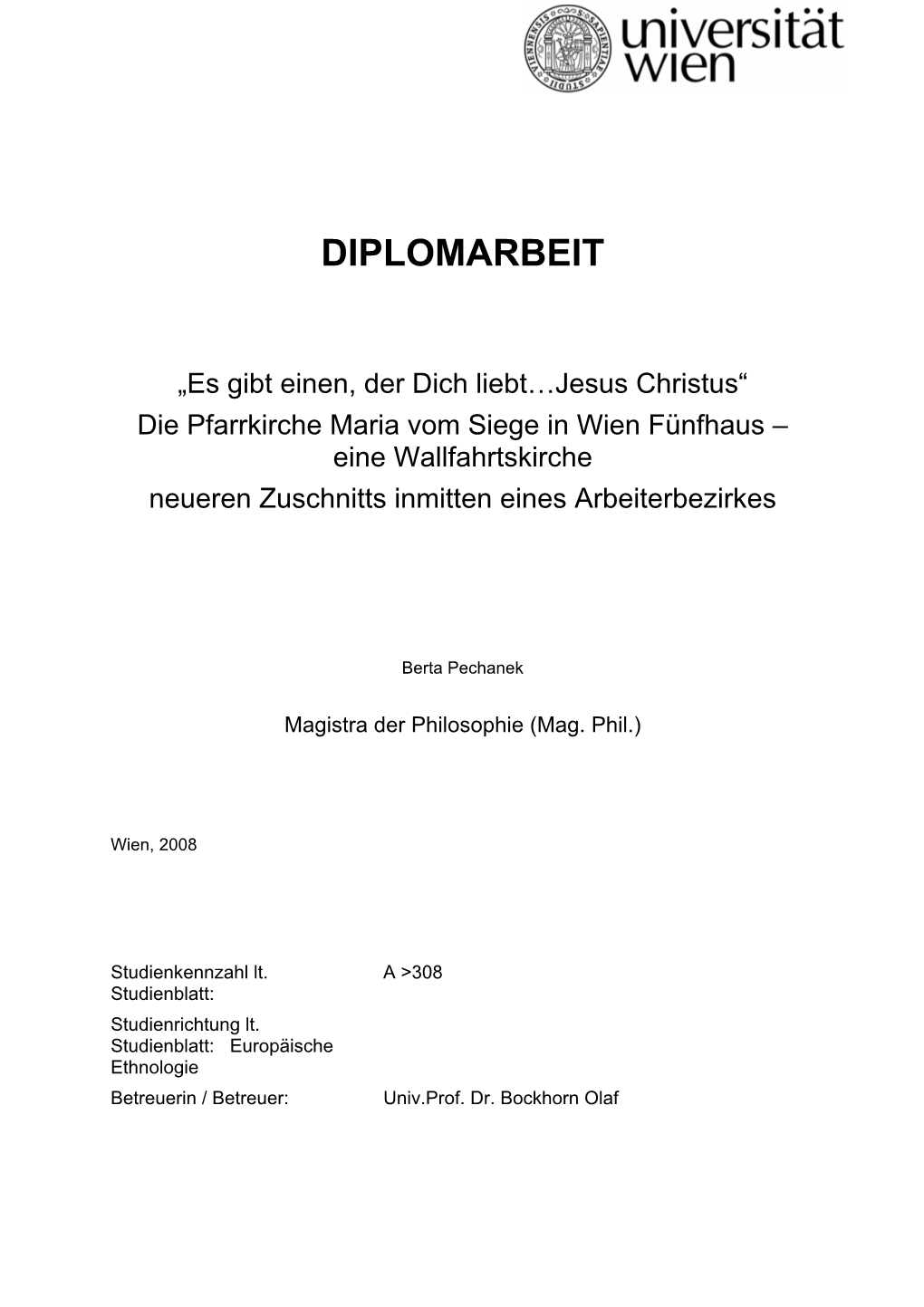 Einleitung Zu Der Diplomarbeit