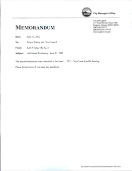 Memorandum (541) 682-5414 Fax