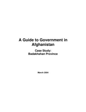 A Guide to Government in Afghanistan