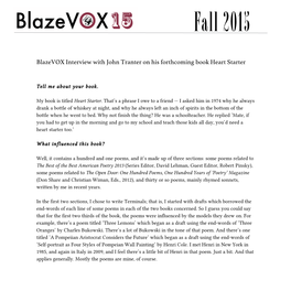 Blazevox Interview with John Tranter on His Forthcoming Book Heart Starter