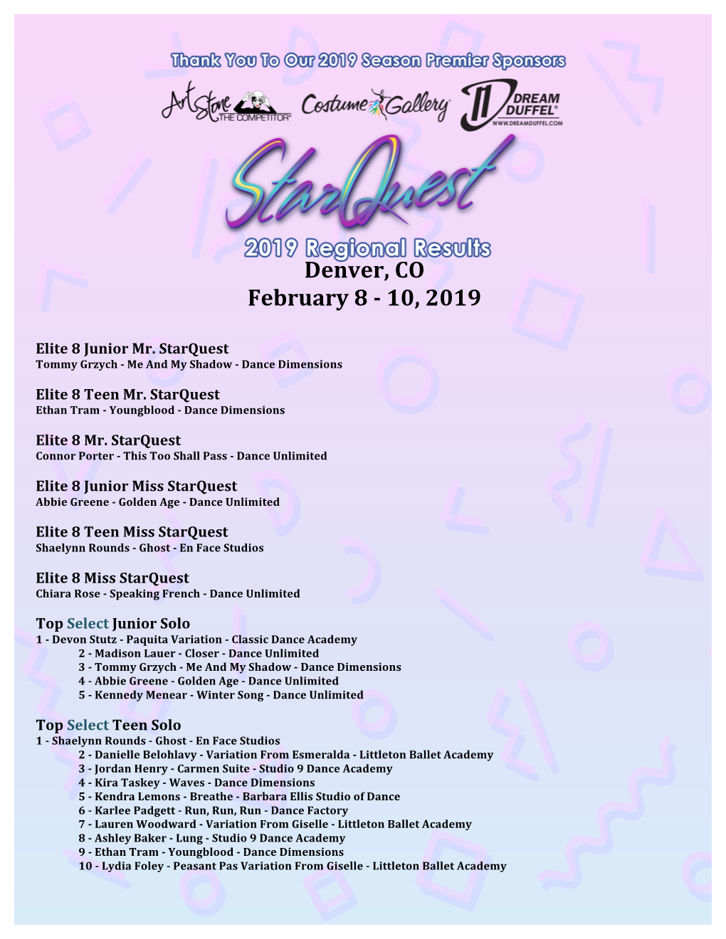 Denver, CO February 8 - 10, 2019