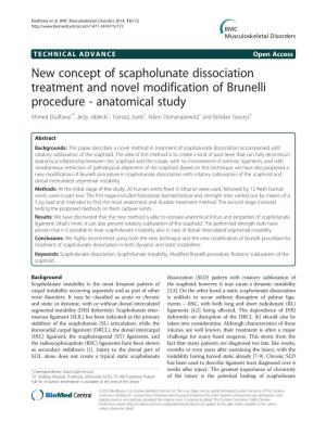 New Concept of Scapholunate Dissociation Treatment and Novel