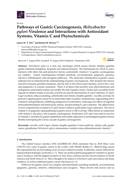 Pathways of Gastric Carcinogenesis, Helicobacter Pylori Virulence and Interactions with Antioxidant Systems, Vitamin C and Phytochemicals
