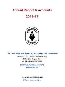 Annual Report & Accounts 2018-19 CENTRAL MINE PLANNING