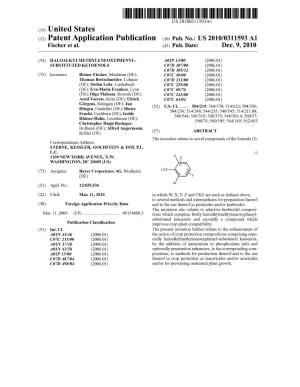 (12) Patent Application Publication (10) Pub. No.: US 2010/0311593 A1 Fischer Et Al