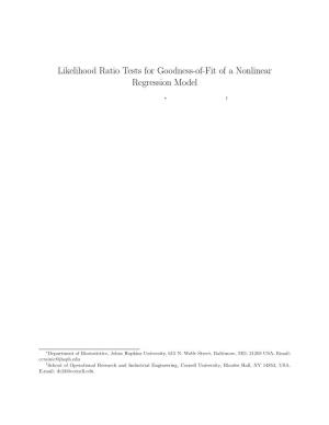 Likelihood Ratio Tests for Goodness-Of-Fit of a Nonlinear Regression Model