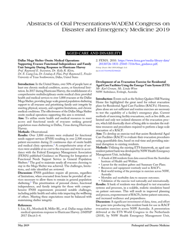 Oral Presentations-WADEM Congress on Disaster and Emergency Medicine 2019