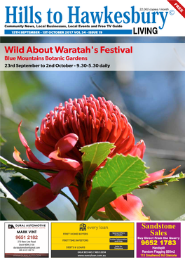 Wild About Waratah's Festival Blue Mountains Botanic Gardens 23Rd September to 2Nd October - 9.30-5.30 Daily