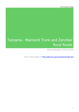 Tanzania - Mainland Trunk and Zanzibar Rural Roads