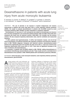 Dexamethasone in Patients with Acute Lung Injury from Acute Monocytic Leukaemia