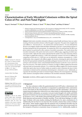 Characterisation of Early Microbial Colonisers Within the Spiral Colon of Pre- and Post-Natal Piglets