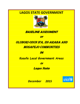 Lagos State Government Baseline Assessment Of