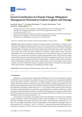 Forest Contribution to Climate Change Mitigation: Management Oriented to Carbon Capture and Storage