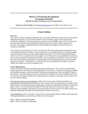 ECON 8764-001 History of Economic Development