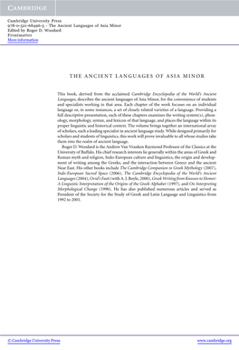 The Ancient Languages of Asia Minor Edited by Roger D