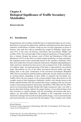 Chapter 8 Biological Significance of Truffle Secondary Metabolites