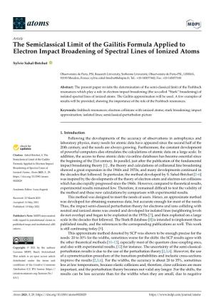 The Semiclassical Limit of the Gailitis Formula Applied to Electron Impact Broadening of Spectral Lines of Ionized Atoms