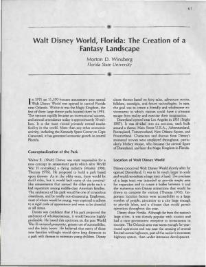 Walt Disney World, Florida: the Creation of a Fantasy Landscape