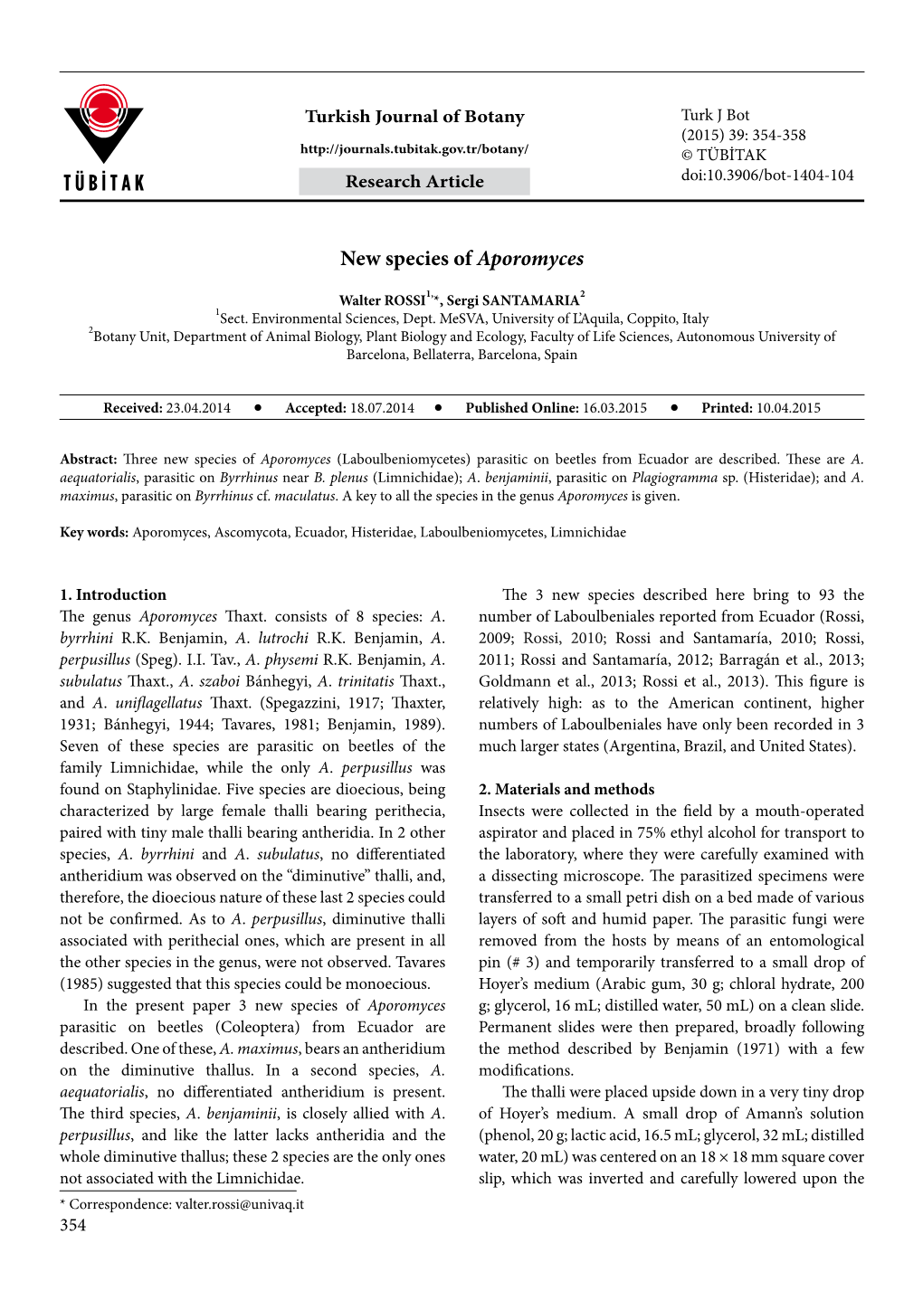 New Species of Aporomyces