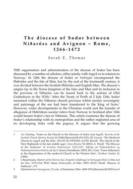 The Diocese of Sodor Between N I Ð Aróss and Avignon – Rome, 1266