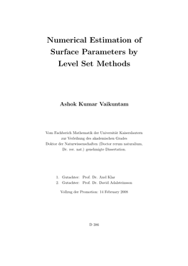 Numerical Estimation of Surface Parameters by Level Set Methods