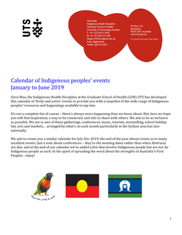 Calendar of Indigenous Peoples' Events January to June 2019