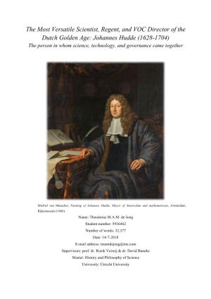 Johannes Hudde (1628-1704) the Person in Whom Science, Technology, and Governance Came Together