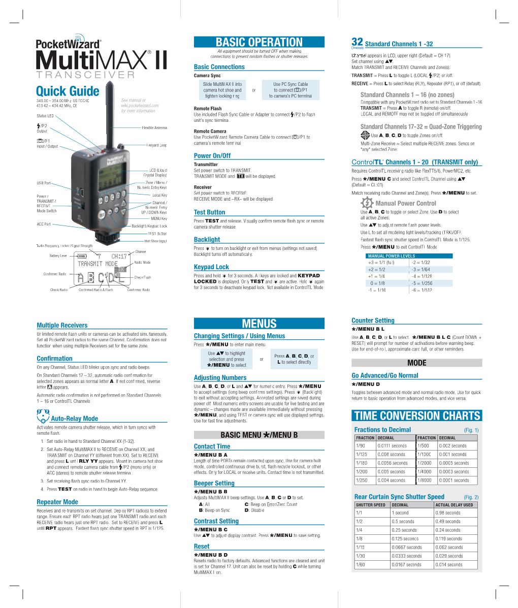 Multimax II Quick Guide