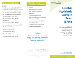 Geriatric Psychiatric Outreach Team (GPOT)
