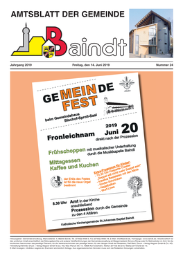 Amtsblatt Vom 14.06.2019