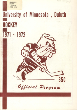 Men's Hockey Program UMD Vs. North Dakota (February 12-13, 1972)