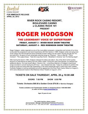Roger Hodgson the Legendary Voice of Supertramp