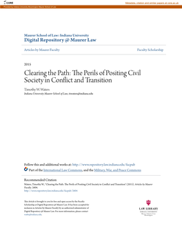 The Perils of Positing Civil Society in Conflict and Transition