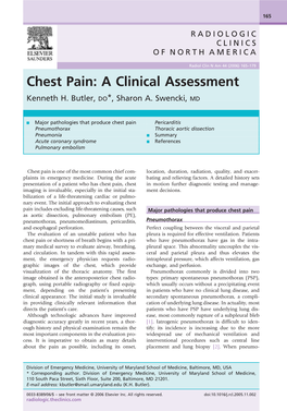 Chest Pain: a Clinical Assessment