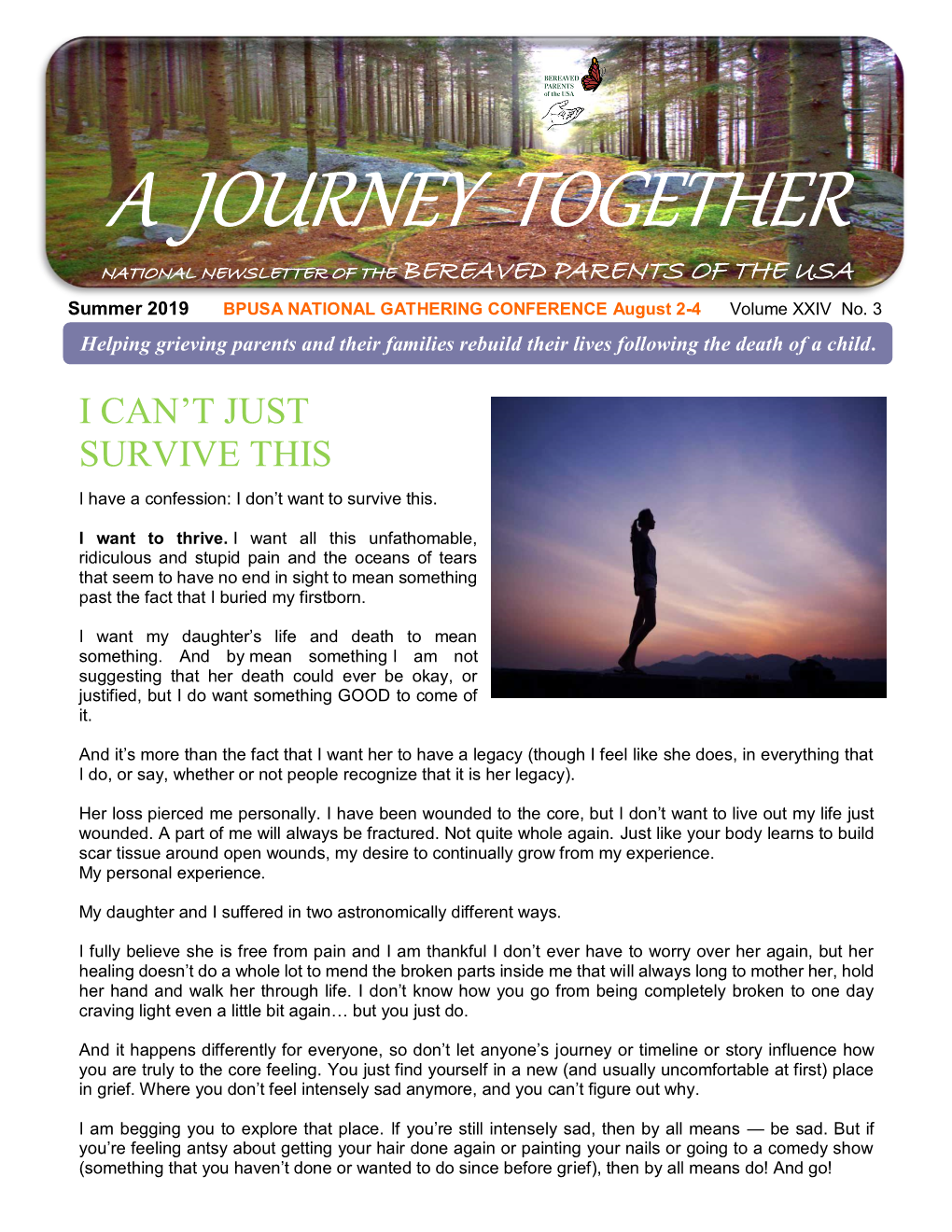 A Journey Together National Newsletter of the Bereaved Parents of the Usa