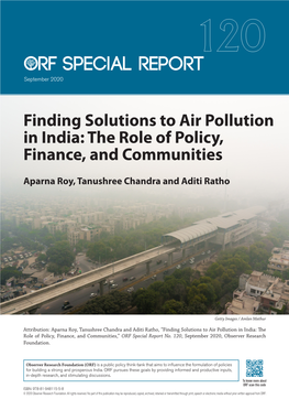 Finding Solutions to Air Pollution in India: the Role of Policy, Finance, and Communities
