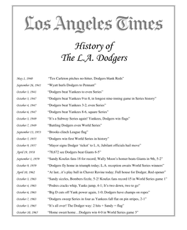 History of LA Dodgers