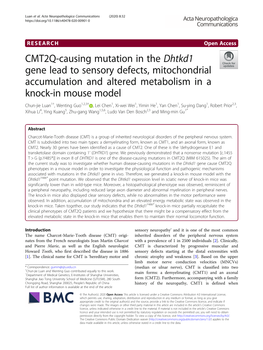 CMT2Q-Causing Mutation in the Dhtkd1 Gene Lead to Sensory
