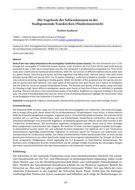 Die Vogelwelt Der Schwechatauen in Der Stadtgemeinde Traiskirchen (Niederösterreich)