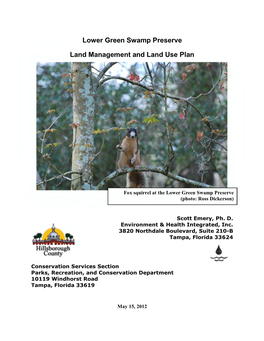 Lower Green Swamp Preserve Land Management and Land Use Plan