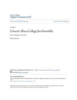 Concert: Ithaca College Jazz Ensemble Ithaca College Jazz Ensemble