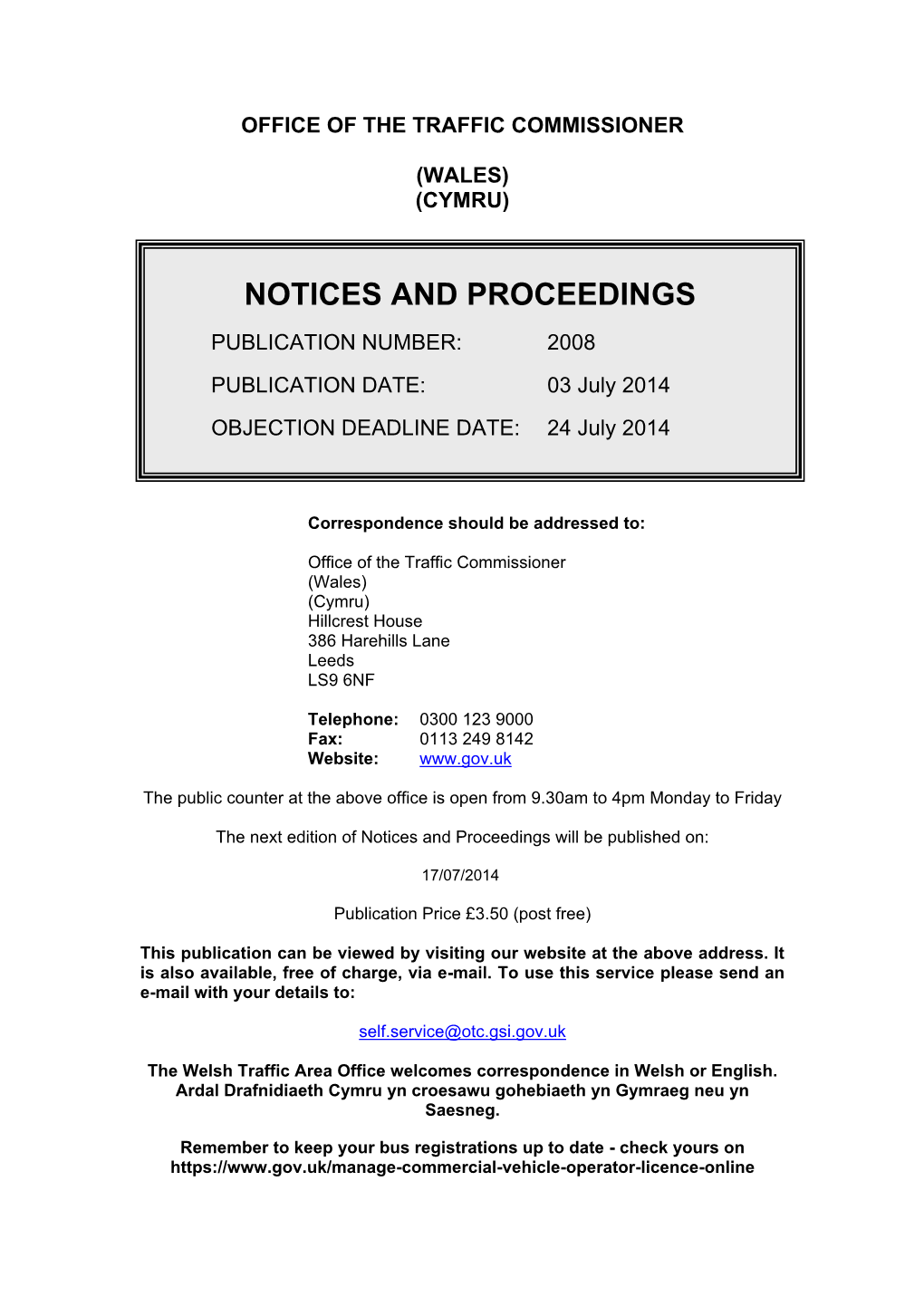 Notices and Proceedings 3July 2014