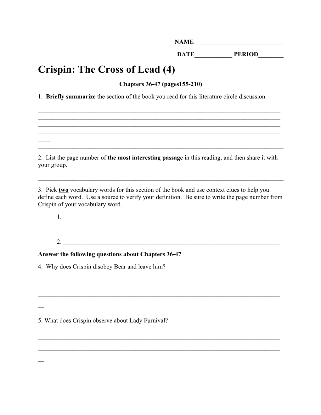 Crispin: the Cross of Lead (4)