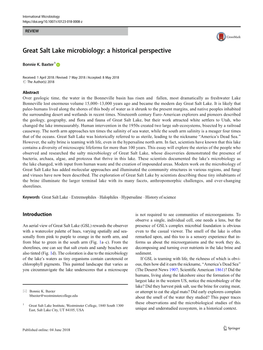Great Salt Lake Microbiology: a Historical Perspective